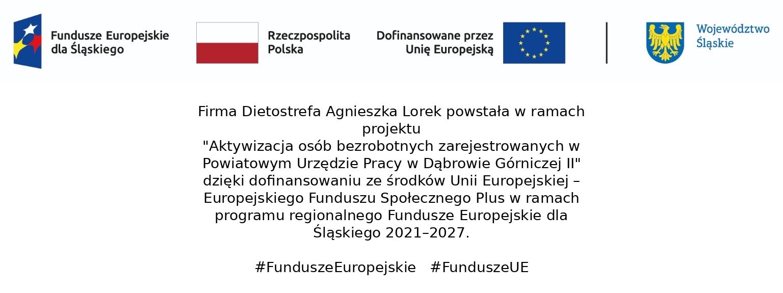 Informacja o dofinansowaniu firmy DIETOSTREFA Agnieszka Lorek z Funduszy Europejskich dla Śląskiego